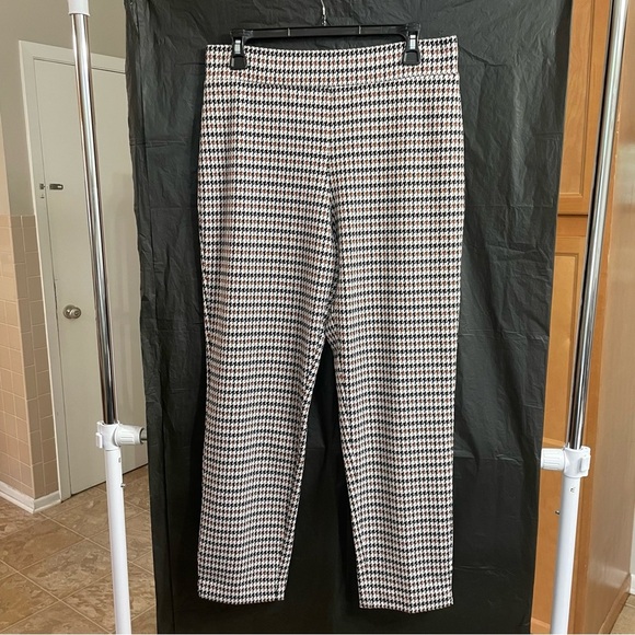 Susan Graver Houndstooth Pants with Brown Accents Business Casual Small Career - Picture 1 of 6